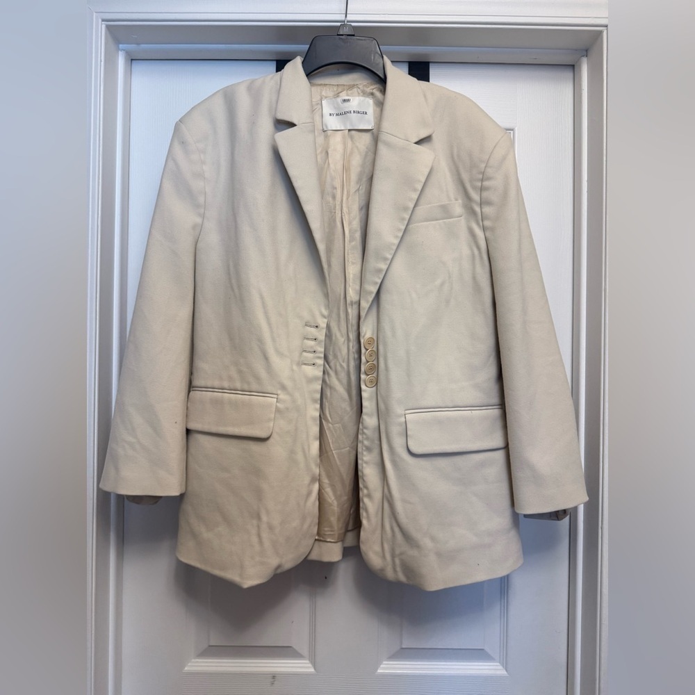 By Malene Birger Biena Woven Oversized Blazer Beige Size S $880 - Picture 5 of 9